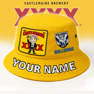 Auspiritmerch Canterbury-Bankstown Bulldogs x XXXX Gold Beer Bucket Hat Custom Name Vintage Daily Casual Fashion