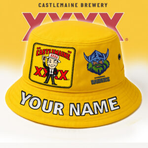 Auspiritmerch Canberra Raiders x XXXX Gold Beer Bucket Hat Custom Name Vintage Daily Casual Fashion