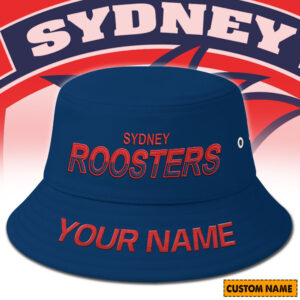 Auspiritmerch Sydney Roosters Bucket Hat Custom Name Vintage Daily Casual Fashion