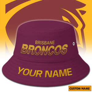 Auspiritmerch Brisbane Broncos Bucket Hat Custom Name Vintage Daily Casual Fashion
