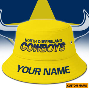 Auspiritmerch North Queensland Cowboys Bucket Hat Custom Name Vintage Daily Casual Fashion