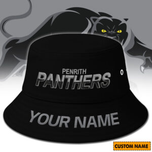 Auspiritmerch Penrith Panthers Bucket Hat Custom Name Vintage Daily Casual Fashion