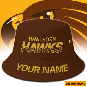 Auspiritmerch Hawthorn Hawks Bucket Hat Custom Name Vintage Daily Casual Fashion