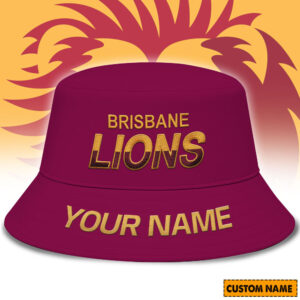 Auspiritmerch Brisbane Lions Bucket Hat Custom Name Vintage Daily Casual Fashion