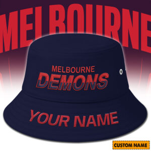 Auspiritmerch Melbourne Demons Bucket Hat Custom Name Vintage Daily Casual Fashion