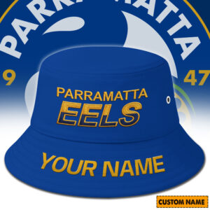 Auspiritmerch Parramatta Eels Bucket Hat Custom Name Vintage Daily Casual Fashion