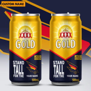 Auspiritmerch Adelaide Crows x XXXX GOLD Can Shaped Tumbler Custom Name Gift For Fans
