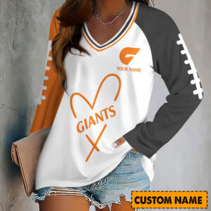 Auspiritmerch GWS Giants Women's V-neck Long Shirt Custom Name Gift For Fan