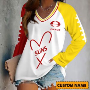 Auspiritmerch Gold Coast Suns Women's V-neck Long Shirt Custom Name Gift For Fan