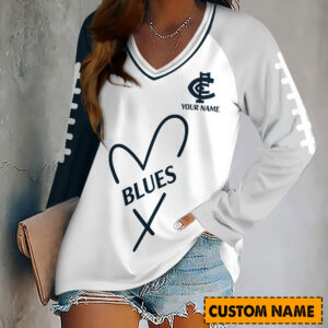 Auspiritmerch Carlton Blues Women's V-neck Long Shirt Custom Name Gift For Fan