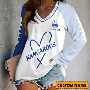Auspiritmerch North Melbourne Women's V-neck Long Shirt Custom Name Gift For Fan