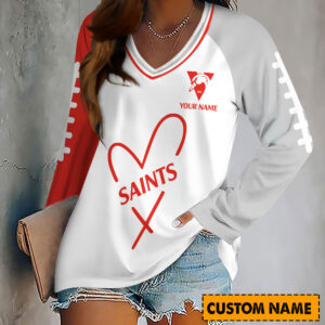 Auspiritmerch Sydney Swans Women's V-neck Long Shirt Custom Name Gift For Fan