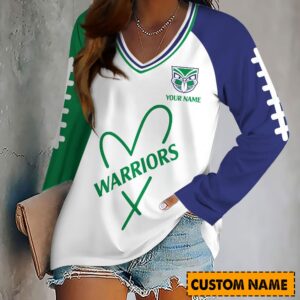 Auspiritmerch New Zealand Warriors Women's V-neck Long Shirt Custom Name Gift For Fan