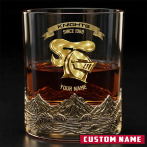 Auspiritmerch Newcastle Knights Whiskey Glass Custom Name Gift For Fans