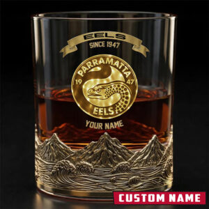 Auspiritmerch Parramatta Eels Whiskey Glass Custom Name Gift For Fans