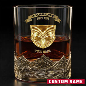 Auspiritmerch New Zealand Warriors Whiskey Glass Custom Name Gift For Fans