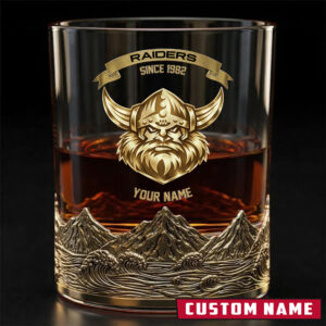 Auspiritmerch Canberra Raiders Whiskey Glass Custom Name Gift For Fans