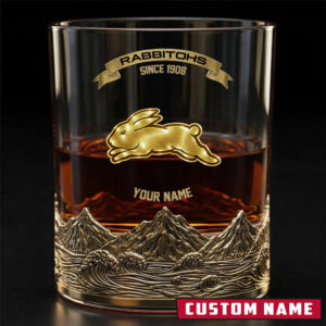 Auspiritmerch South Sydney Rabbitohs Whiskey Glass Custom Name Gift For Fans
