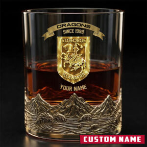 Auspiritmerch St. George Illawarra Dragons Whiskey Glass Custom Name Gift For Fans