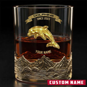 Auspiritmerch Redcliffe Dolphins Whiskey Glass Custom Name Gift For Fans