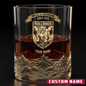 Auspiritmerch Canterbury-Bankstown Bulldogs Whiskey Glass Custom Name Gift For Fans