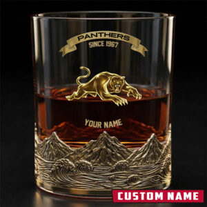 Auspiritmerch Penrith Panthers Whiskey Glass Custom Name Gift For Fans