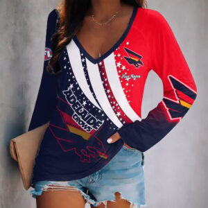 Auspiritmerch Adelaide Crows Women's V-neck Long Shirt Custom Name Gift For Fan