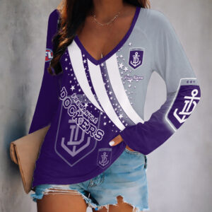 Auspiritmerch Fremantle Dockers Women's V-neck Long Shirt Custom Name Gift For Fan