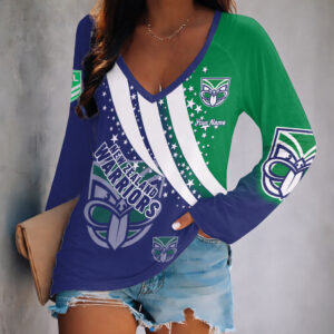 Auspiritmerch New Zealand Warriors Women's V-neck Long Shirt Custom Name Gift For Fan