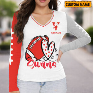Auspiritmerch Sydney Swans Women's V-neck Long Shirt Custom Name Gift For Fan