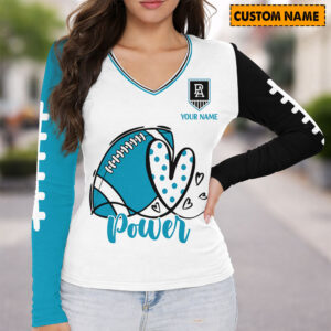 Auspiritmerch Port Adelaide Women's V-neck Long Shirt Custom Name Gift For Fan