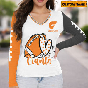 Auspiritmerch GWS Giants Women's V-neck Long Shirt Custom Name Gift For Fan