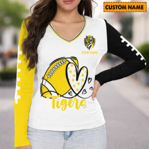 Auspiritmerch Richmond Tigers Women's V-neck Long Shirt Custom Name Gift For Fan