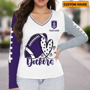 Auspiritmerch Fremantle Dockers Women's V-neck Long Shirt Custom Name Gift For Fan