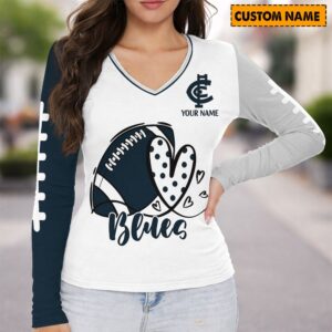 Auspiritmerch Carlton Blues Women's V-neck Long Shirt Custom Name Gift For Fan