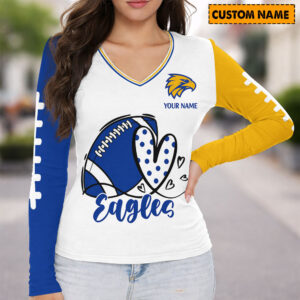 Auspiritmerch West Coast Eagles Women's V-neck Long Shirt Custom Name Gift For Fan