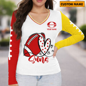 Auspiritmerch Gold Coast Suns Women's V-neck Long Shirt Custom Name Gift For Fan