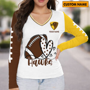 Auspiritmerch Hawthorn Hawks Women's V-neck Long Shirt Custom Name Gift For Fan
