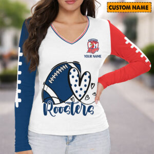 Auspiritmerch Sydney Roosters Women's V-neck Long Shirt Custom Name Gift For Fan