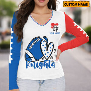 Auspiritmerch Newcastle Knights Women's V-neck Long Shirt Custom Name Gift For Fan