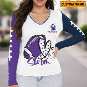 Auspiritmerch Melbourne Storm Women's V-neck Long Shirt Custom Name Gift For Fan