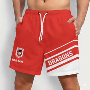 Auspiritmerch St. George Illawarra Dragons Short Pants Custom Name Daily Casual Fashion