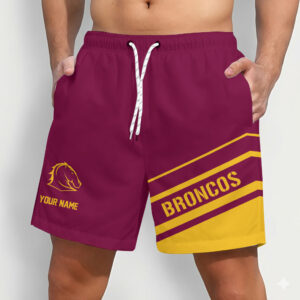 Auspiritmerch Brisbane Broncos Short Pants Custom Name Daily Casual Fashion
