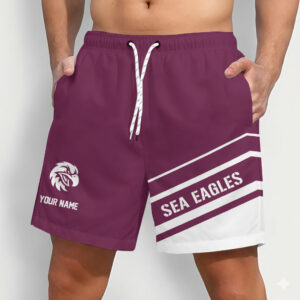 Auspiritmerch Manly Warringah Sea Eagles Short Pants Custom Name Daily Casual Fashion