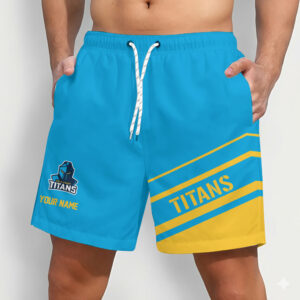 Auspiritmerch Gold Coast Titans Short Pants Custom Name Daily Casual Fashion