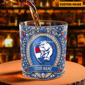 Auspiritmerch Western Bulldogs Whiskey Glass Custom Name Gift For Fans