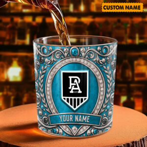 Auspiritmerch Port Adelaide Whiskey Glass Custom Name Gift For Fans