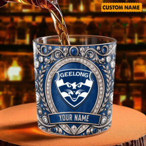 Auspiritmerch Geelong Cats Whiskey Glass Custom Name Gift For Fans