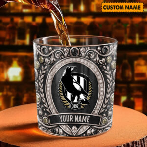 Auspiritmerch Collingwood Magpies Whiskey Glass Custom Name Gift For Fans