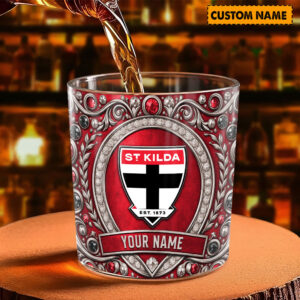 Auspiritmerch St Kilda Saints Whiskey Glass Custom Name Gift For Fans